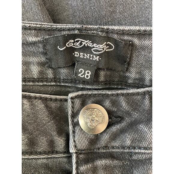 Ed Hardy Jeans Size 28 | Black Denim Skull Tattoo Graphic Y2K 90s Style - Picture 6 of 14